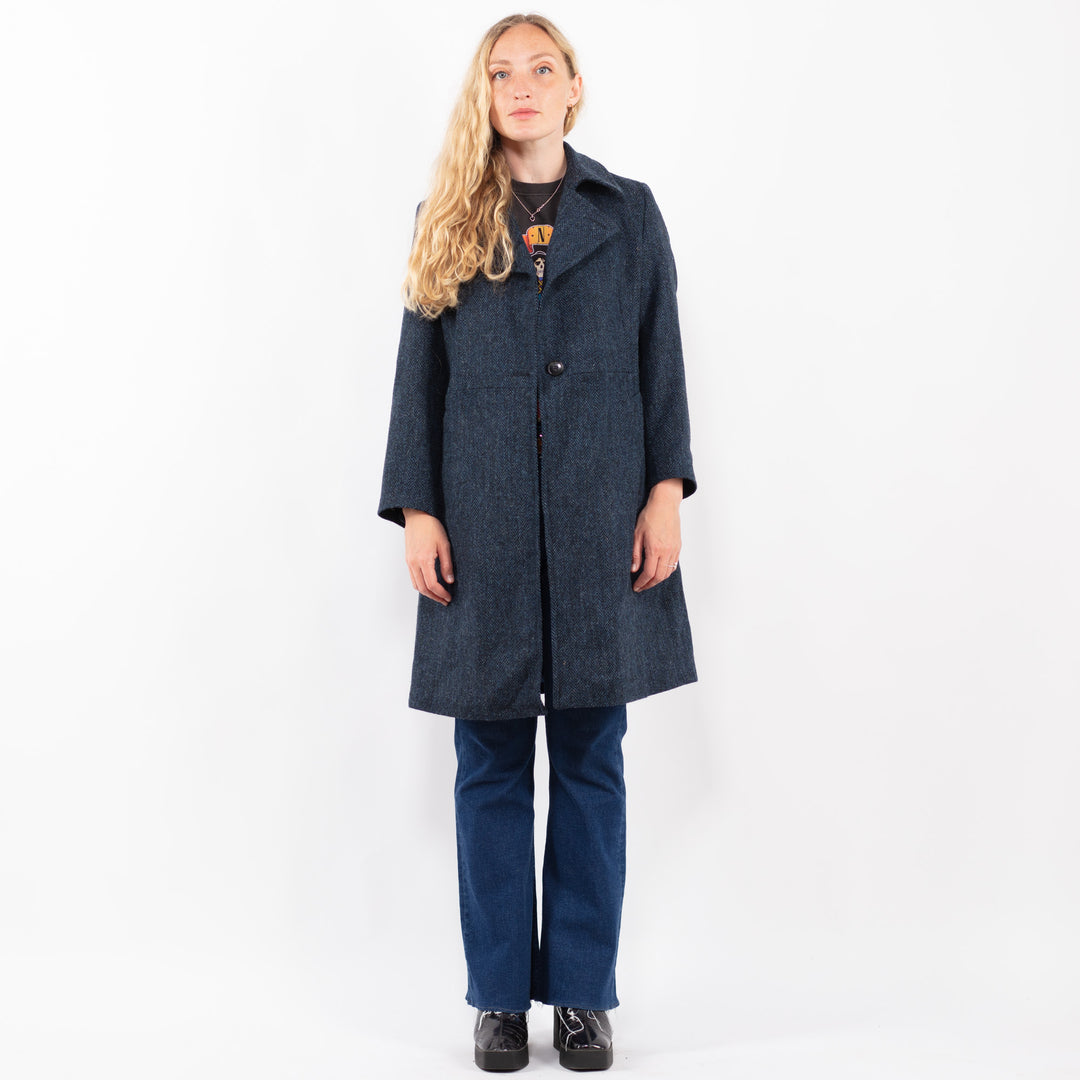 Vintage 00's Women Harris Tweed Coat in BlueA0406