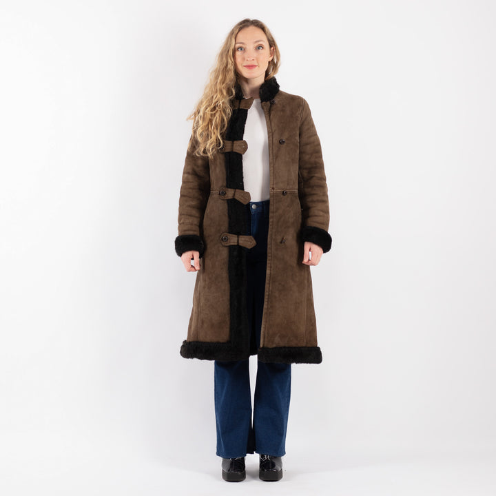 Vintage 70's Women Sheepskin Coat in Brown