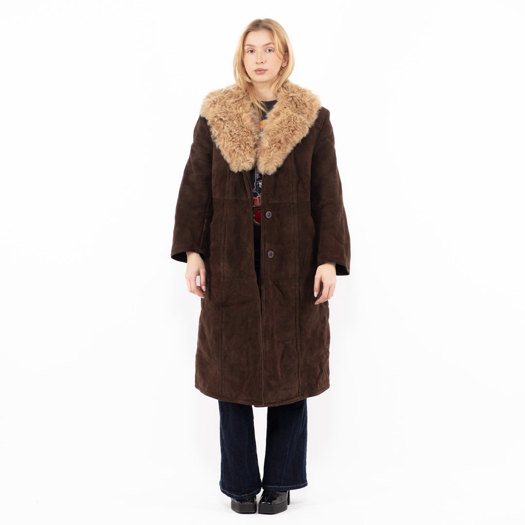Vintage 70's Women Sheepskin Coat in BrownA1136