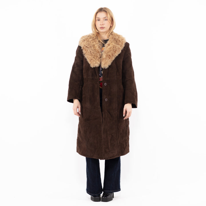 Vintage 70's Women Sheepskin Coat in BrownA1136