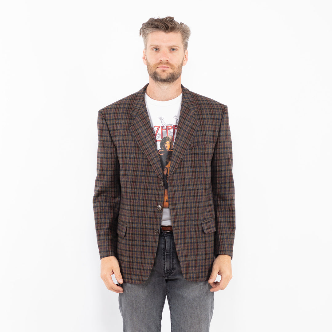 Vintage 80's Men Wool Blend Blazer Jacket in MultiZ2321