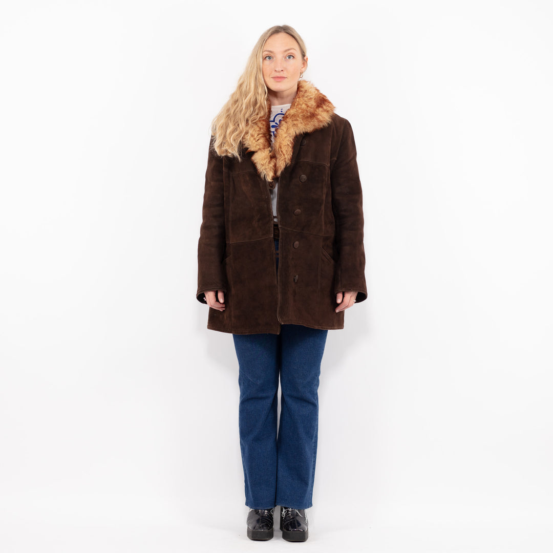 Vintage 70's Women Sheepskin Coat in BrownA1037