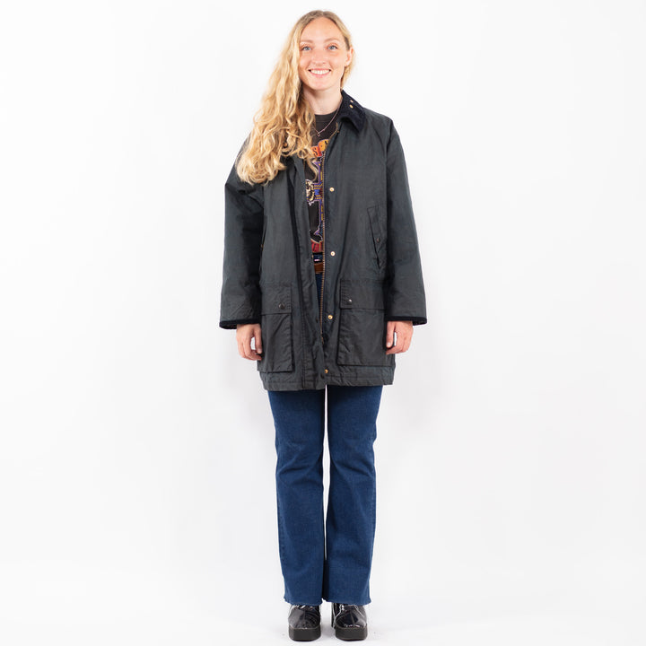 Vintage 00's Women Waxed Cotton Jacket in BlueA0407