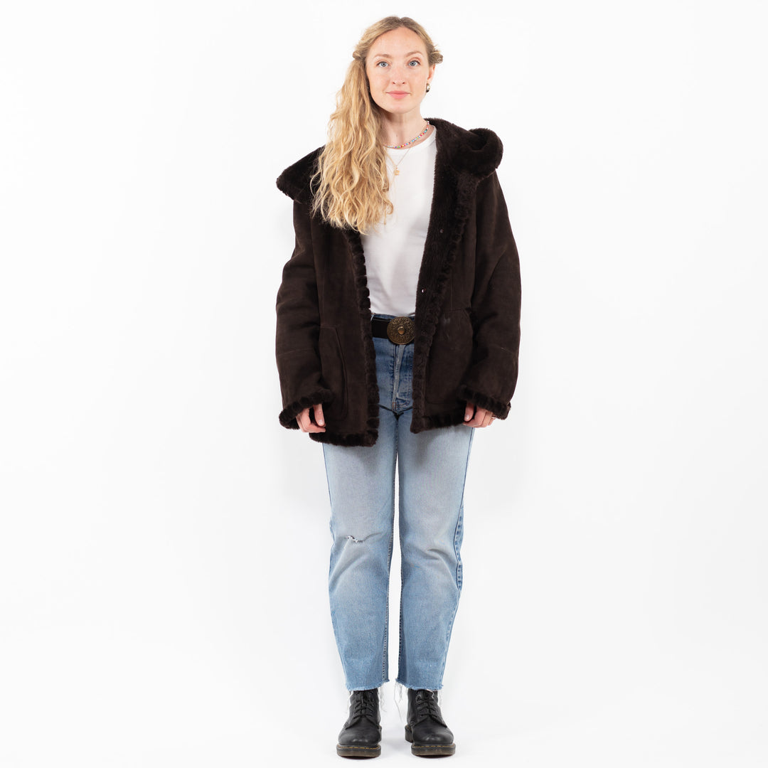 Vintage 90's Women Sheepskin Jacket in BrownA0307
