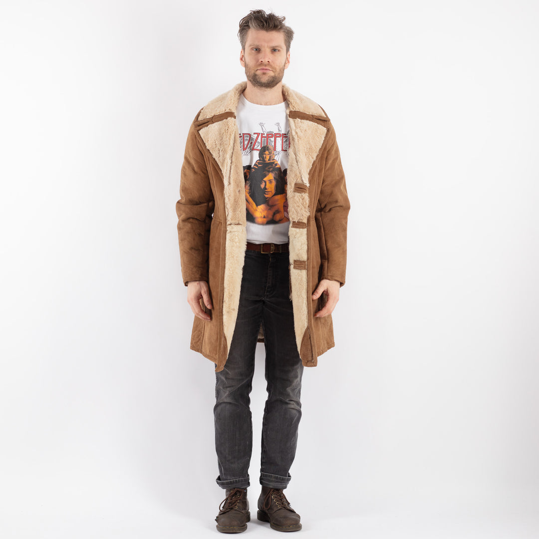 Vintage 70's Men Sheepskin Coat in BrownZ646