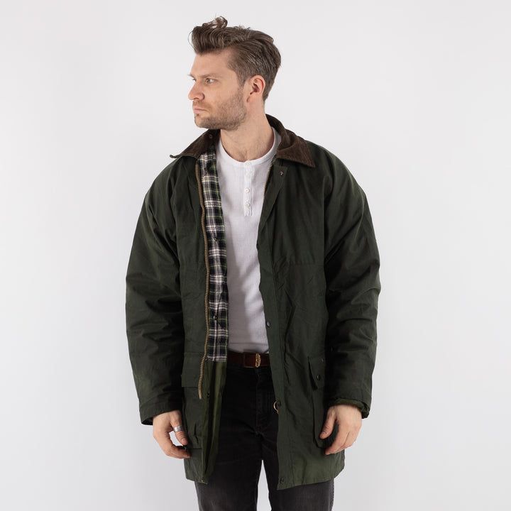 Vintage 90's Men Waxed Cotton Coat in Green - NorthernGrip