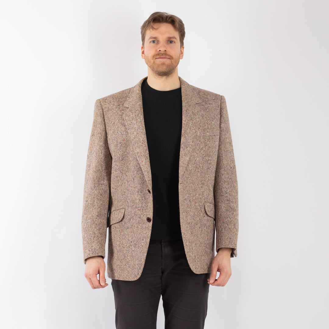 Vintage 70's Men Wool Blazer Jacket in BeigeZ1304