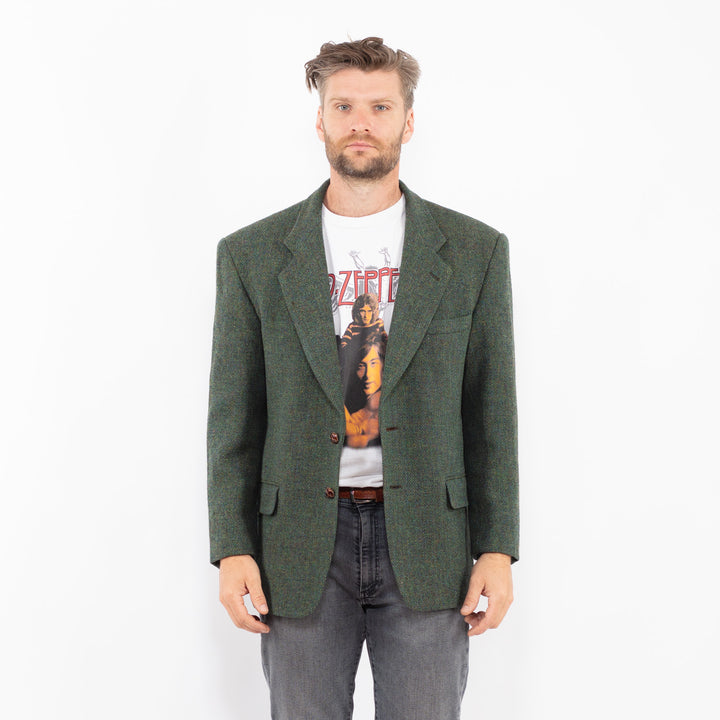 Vintage 90's Men Harris Tweed Jacket in Green