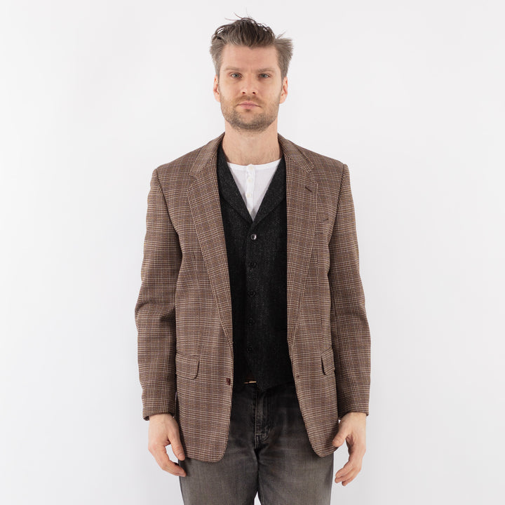 Vintage 70's Men Wool Blazer Jacket in BrownZ1034