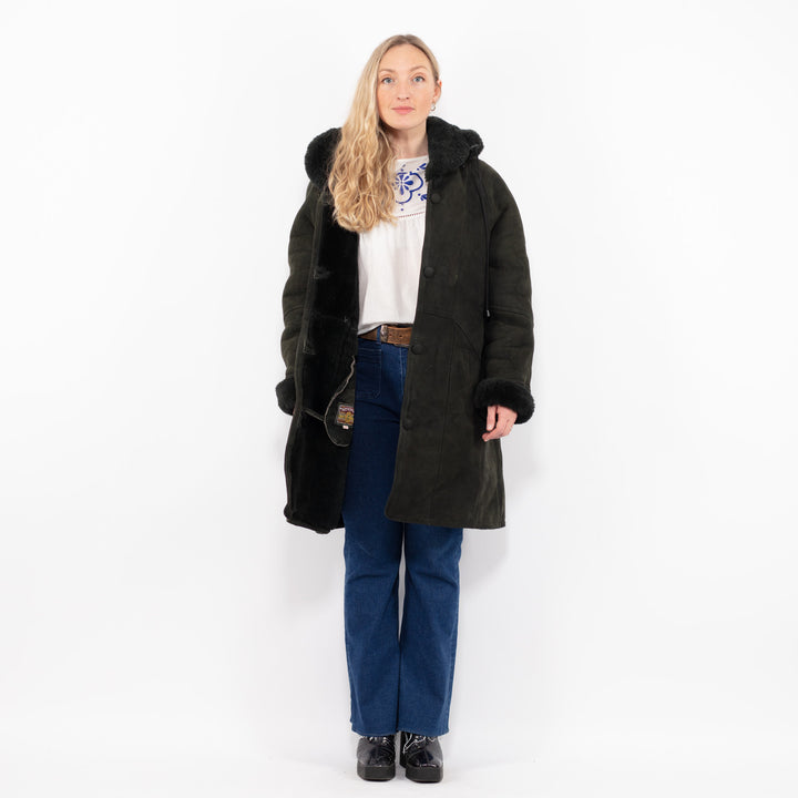 Vintage 90's Women Sheepskin Coat in GreenA10399