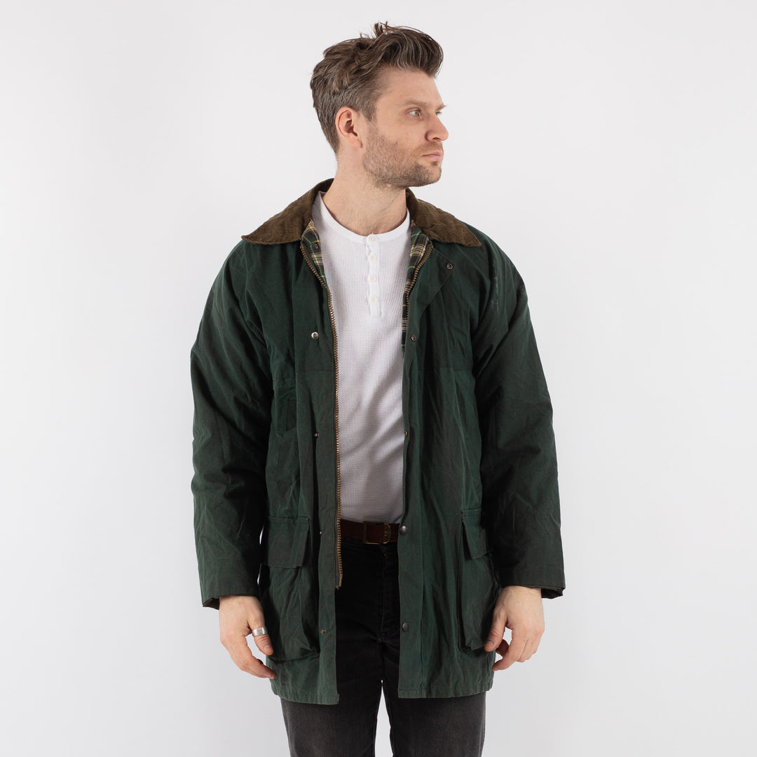 Vintage 90's Men Waxed Canvas Jacket in Green - NorthernGrip