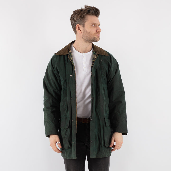 Vintage 90's Men Waxed Canvas Jacket in Green - NorthernGrip