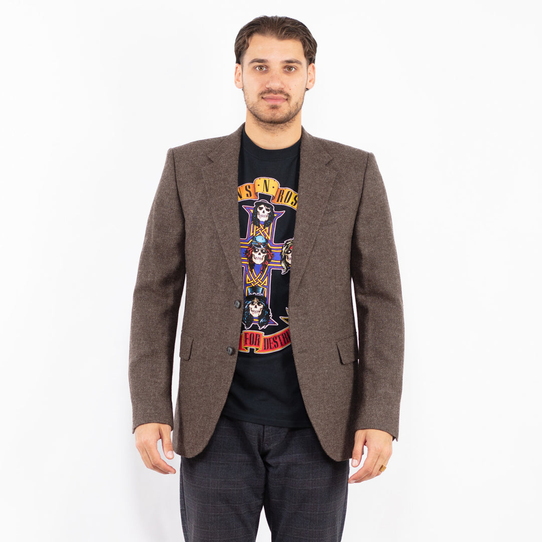 Vintage 00's Men Wool Blazer Jacket in BrownZ2415