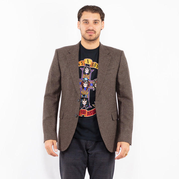 Vintage 00's Men Wool Blazer Jacket in BrownZ2415