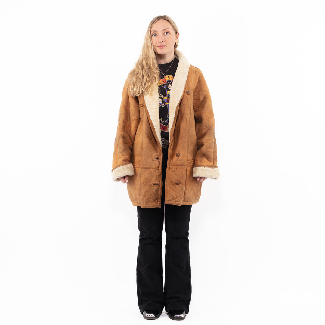 Vintage 80's Women Sheepskin Coat in BrownA0935