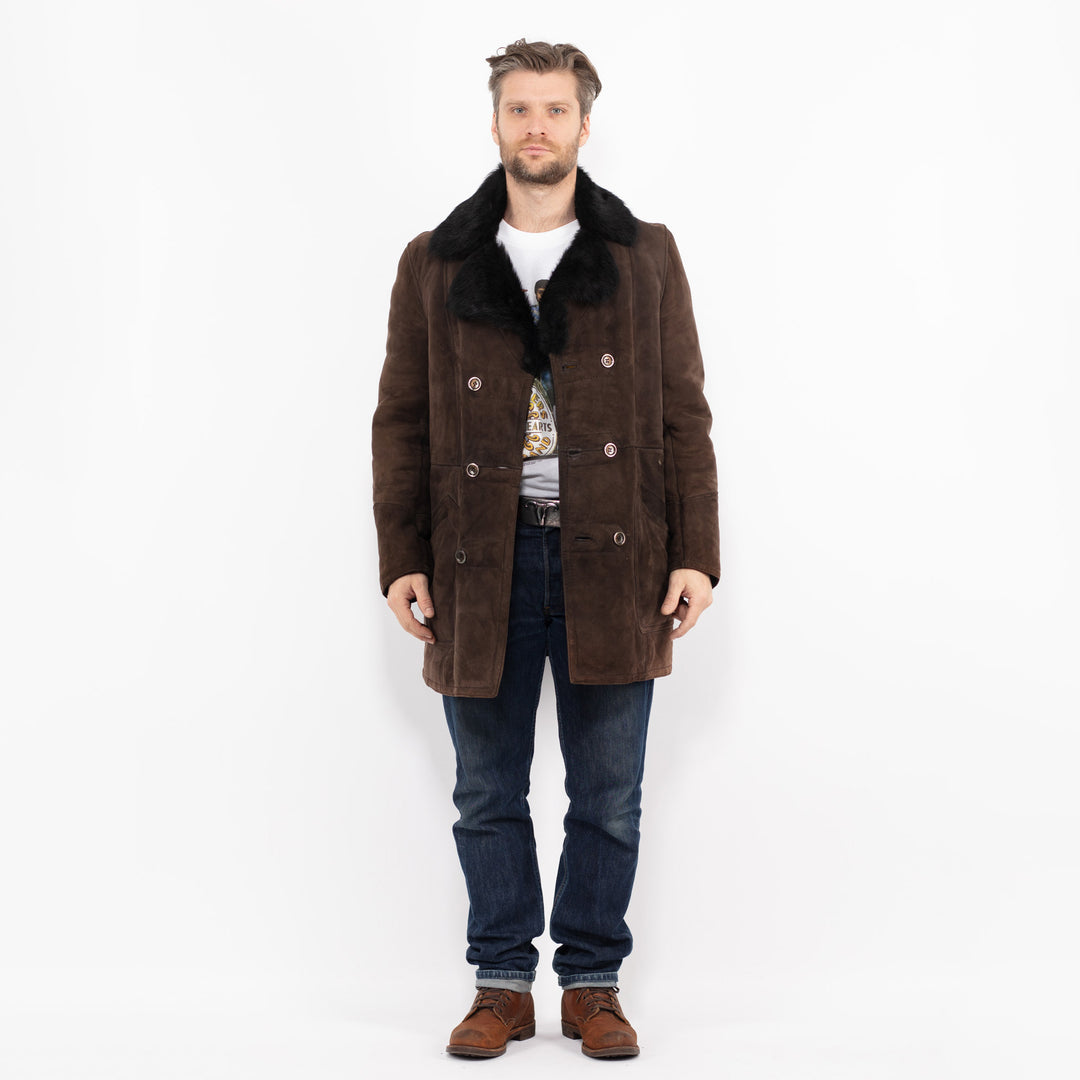 Vintage 70's Men Sheepskin Coat in BrownZ2706