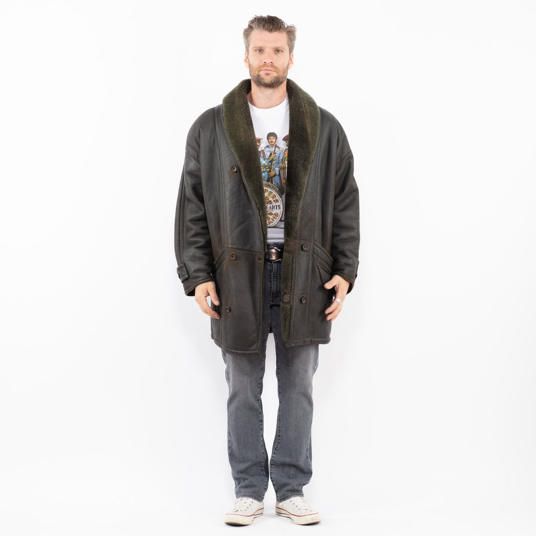 Vintage 80's Men Sheepskin Coat in GreenZ1975