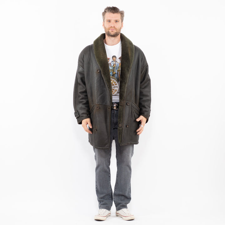 Vintage 80's Men Sheepskin Coat in GreenZ1975