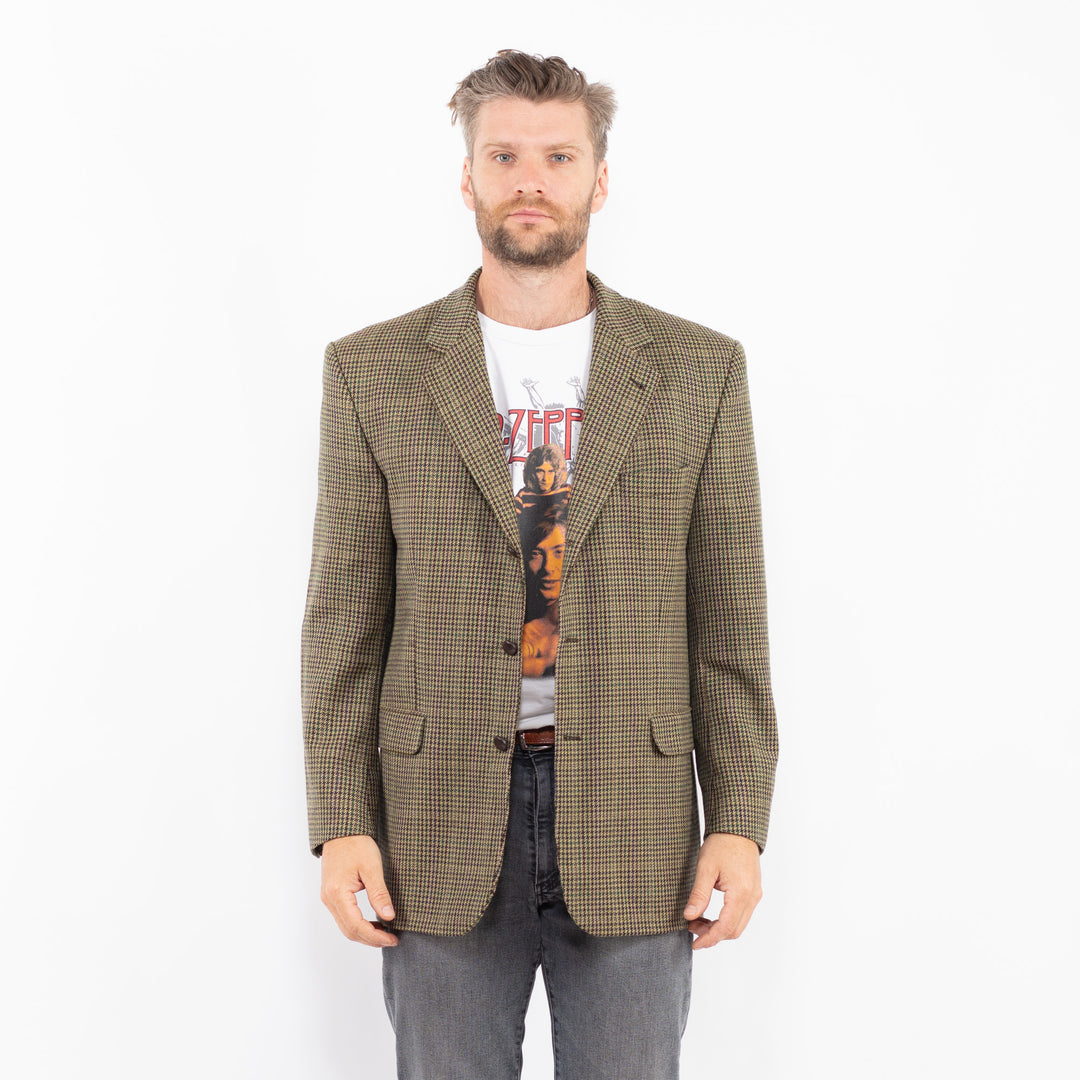 Vintage 80's Men Wool Blazer Jacket in GreenZ2324