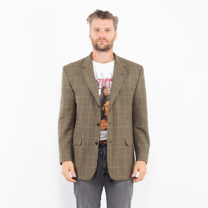 Vintage 80's Men Wool Blazer Jacket in GreenZ2324