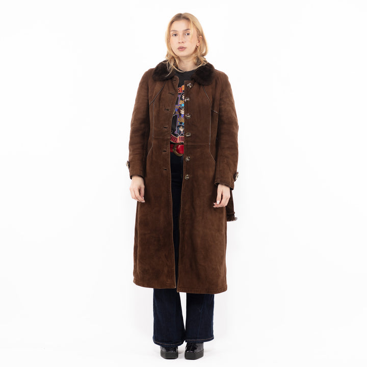 Vintage 70's Women Sheepskin Coat in BrownA1139