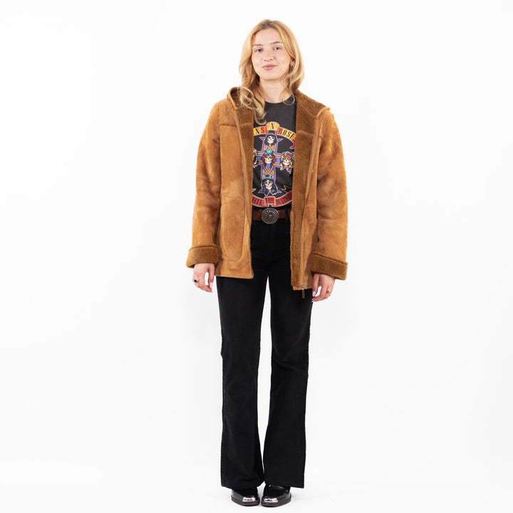 Vintage 00's Women Faux Sheepskin Jacket in BrownA0204