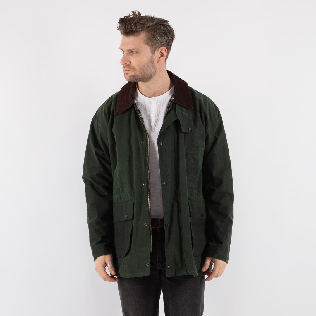 Vintage 90's Men Waxed Canvas Jacket in Green - NorthernGrip