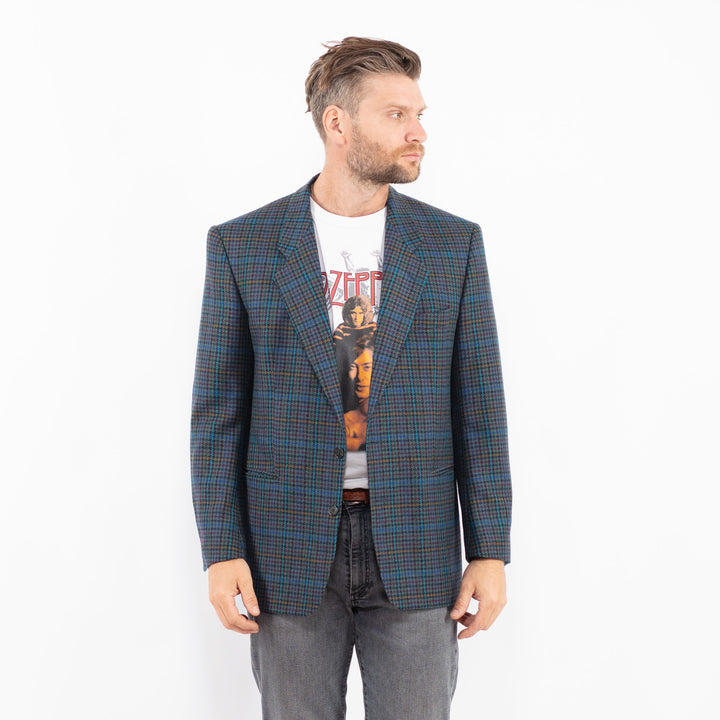 Vintage 70's Men Wool Blazer Jacket in Blue