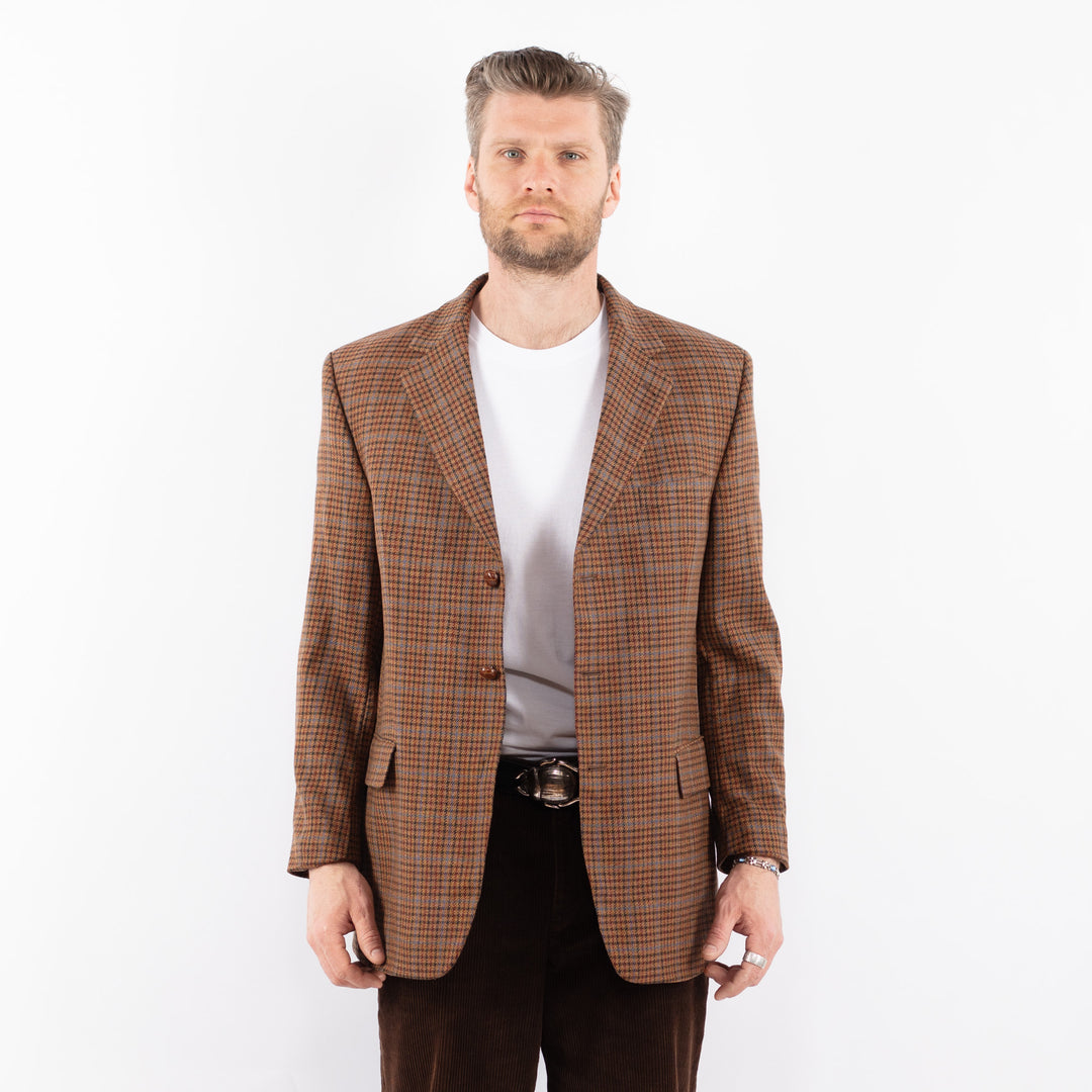 Vintage 70's Men Wool Blend Blazer Vest in BrownZ1705