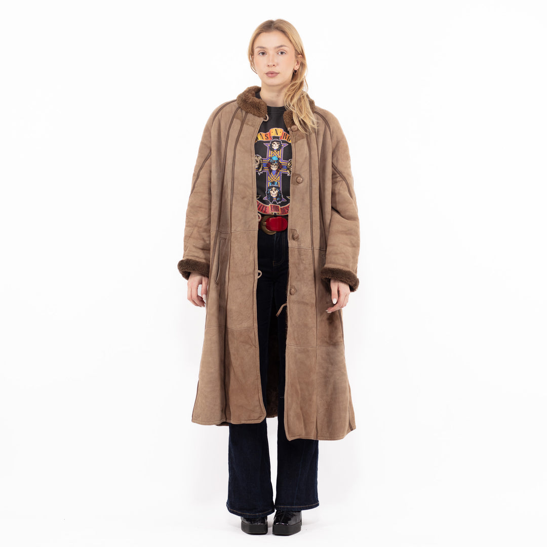 Vintage 80's Women Sheepskin Coat in BrownA1140