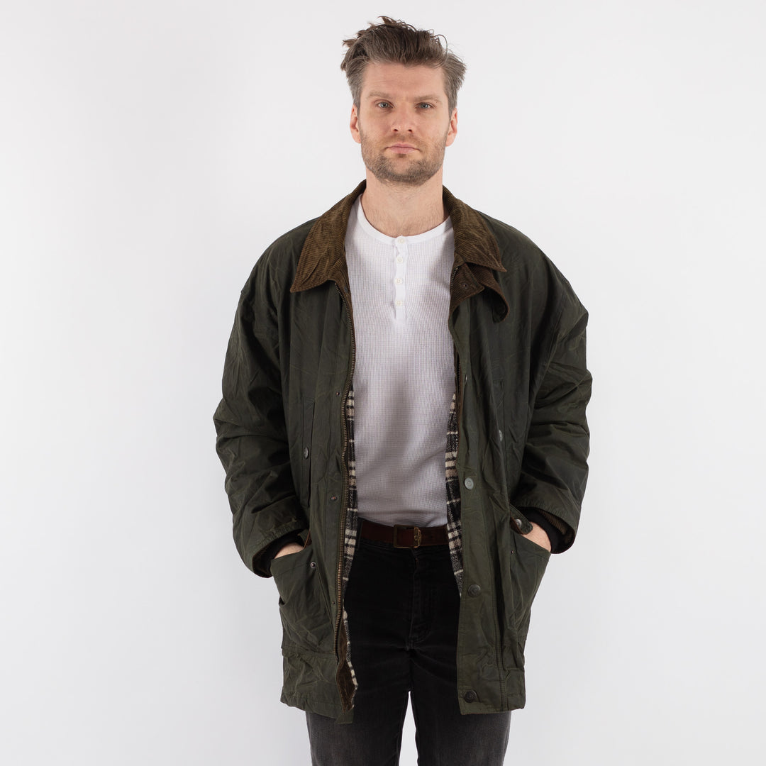 Vintage 70's Men Waxed Cotton Jacket in Green - NorthernGrip