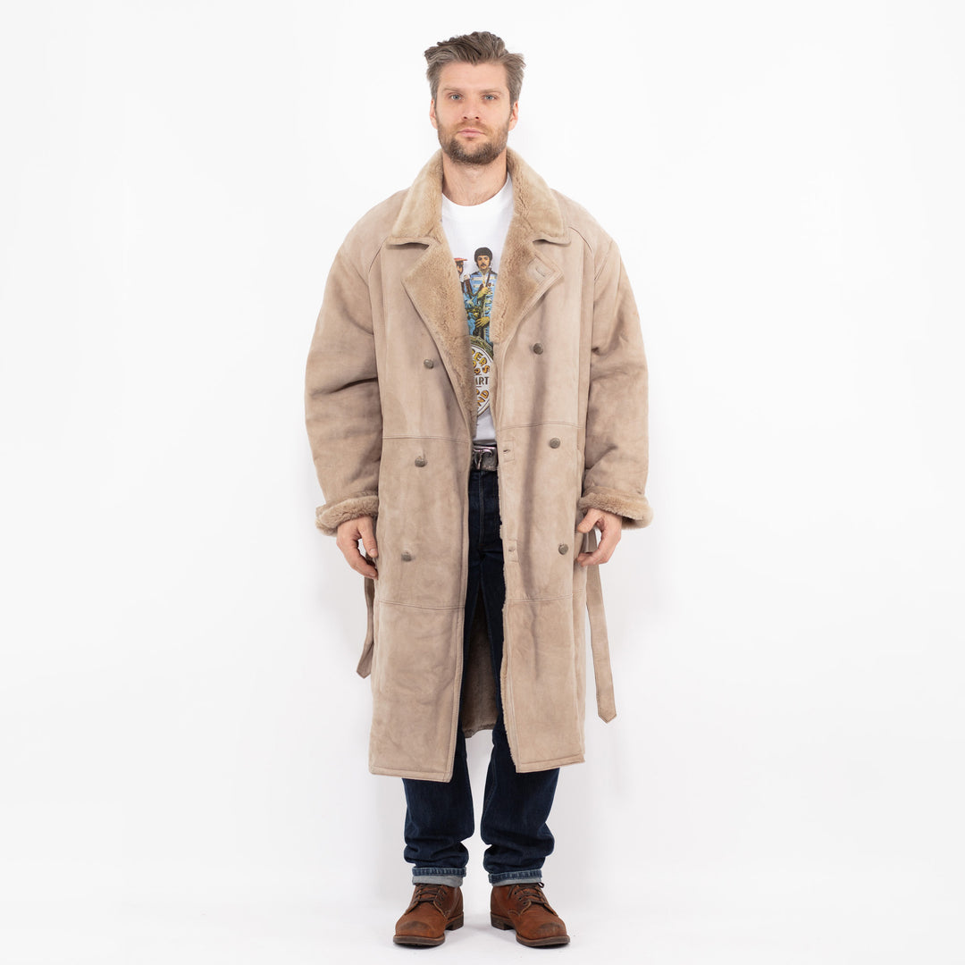 Vintage 80's Men Sheepskin Coat in BeigeZ2707