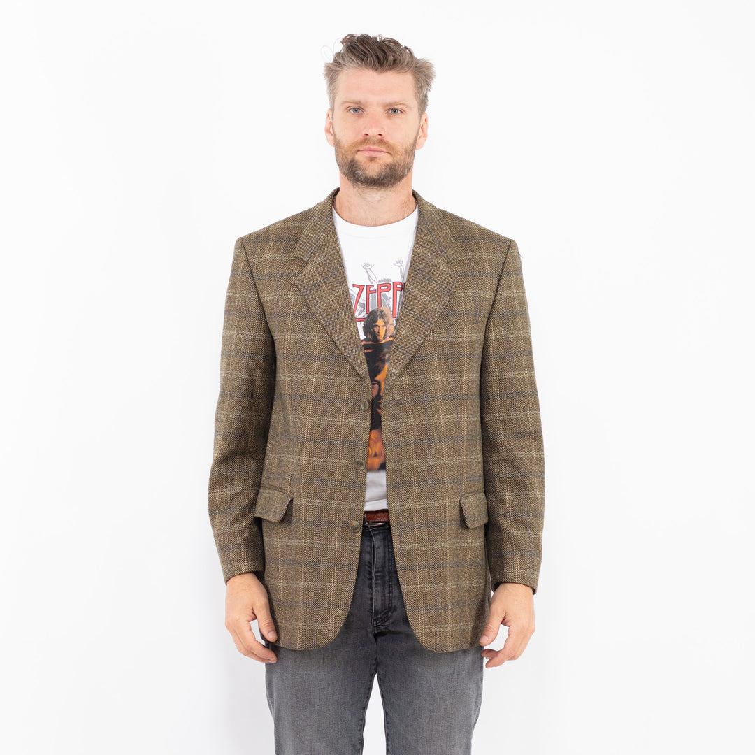 Vintage 80's Men Wool Blazer Jacket in GreenZ2326