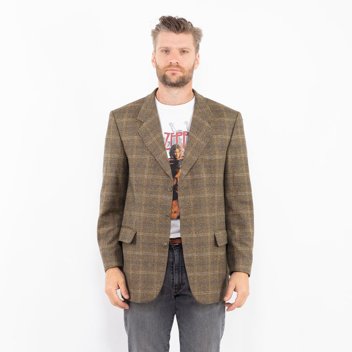 Vintage 80's Men Wool Blazer Jacket in GreenZ2326