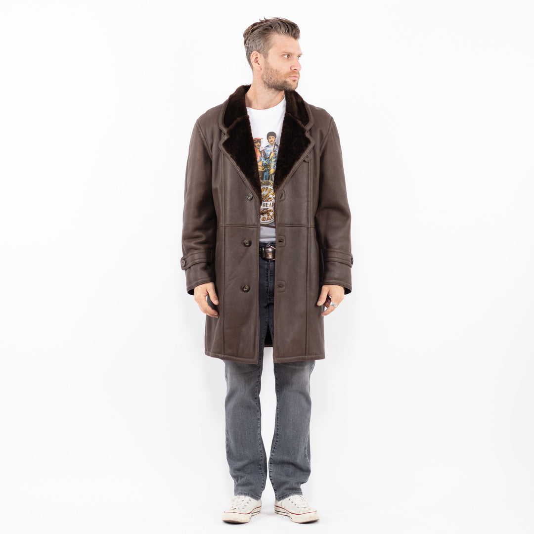 Vintage 70's Men Sheepskin Coat in BrownZ1977