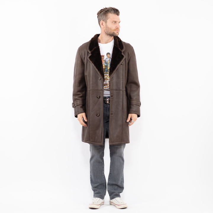 Vintage 70's Men Sheepskin Coat in BrownZ1977