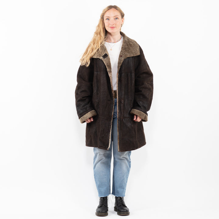 Vintage 90's Women Sheepskin Coat in BrownA0311