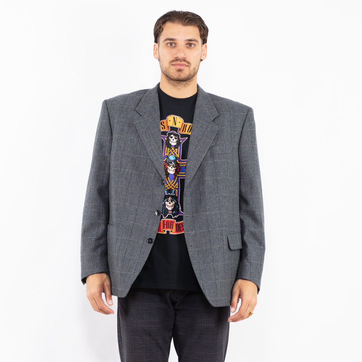 Vintage 90's Men Wool Blend Blazer Jacket in BlueZ2418