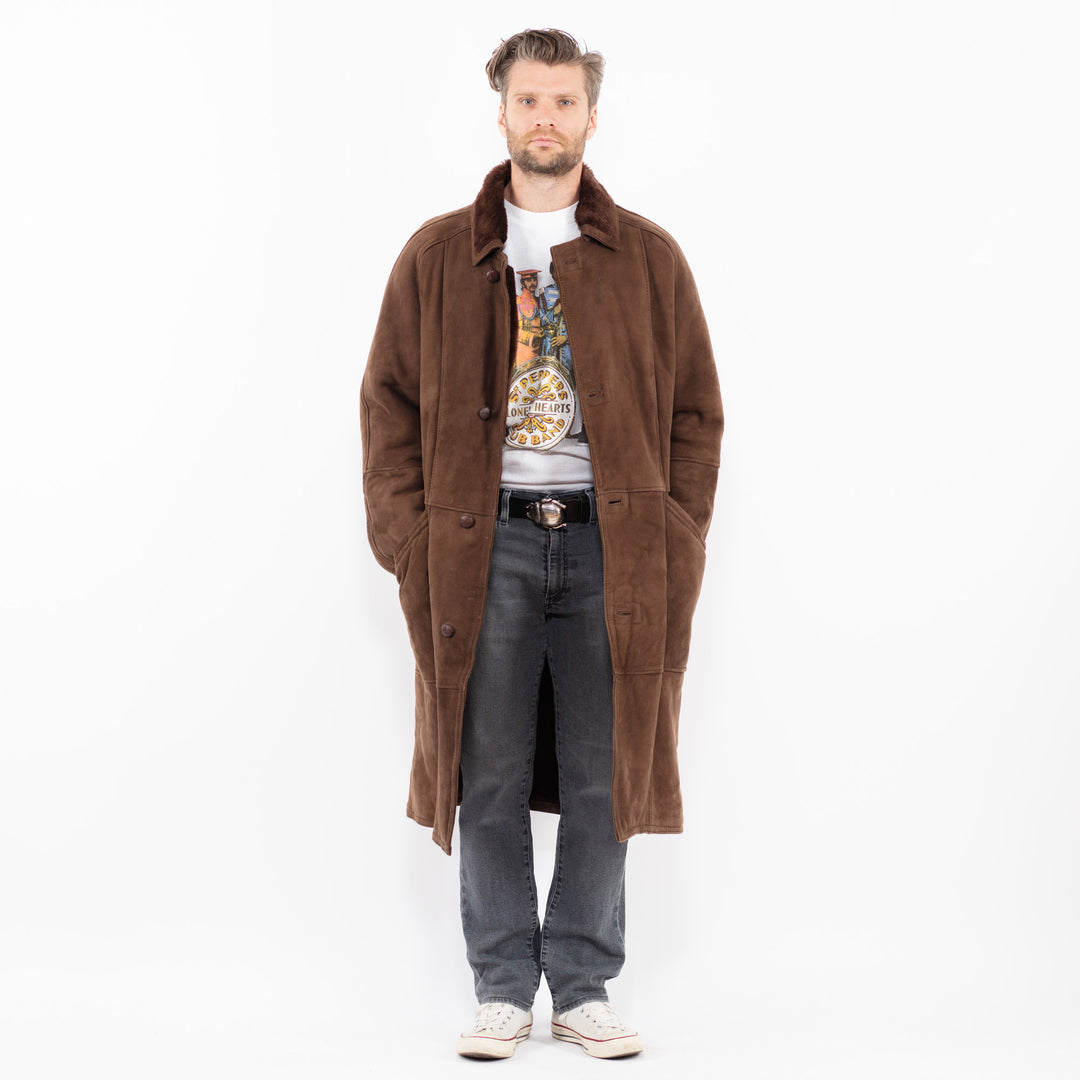 Vintage 80's Men Sheepskin Coat in BrownZ1978
