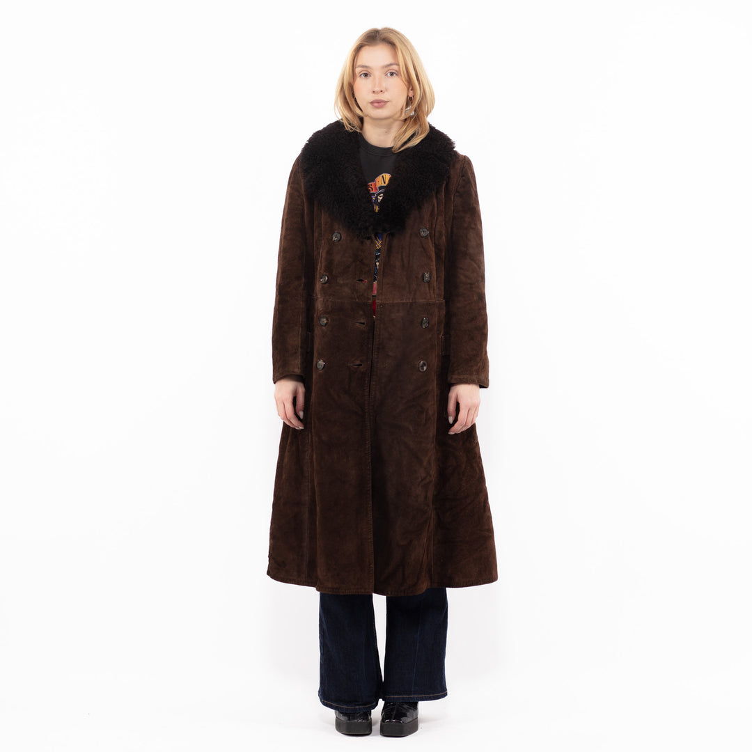 Vintage 70's Women Sheepskin Coat in Brown