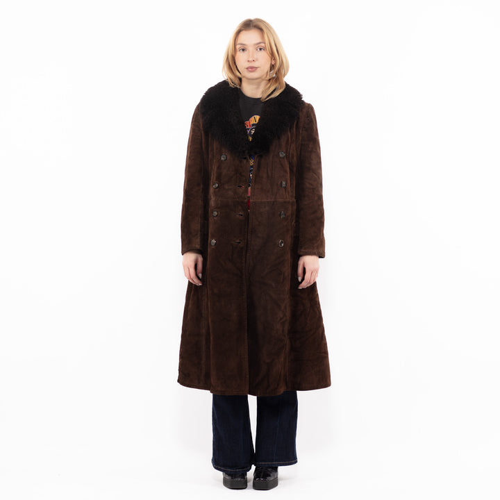 Vintage 70's Women Sheepskin Coat in Brown