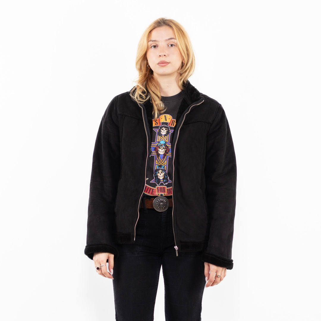 Vintage 00's Women Faux Sheepskin Jacket in BlackA0207