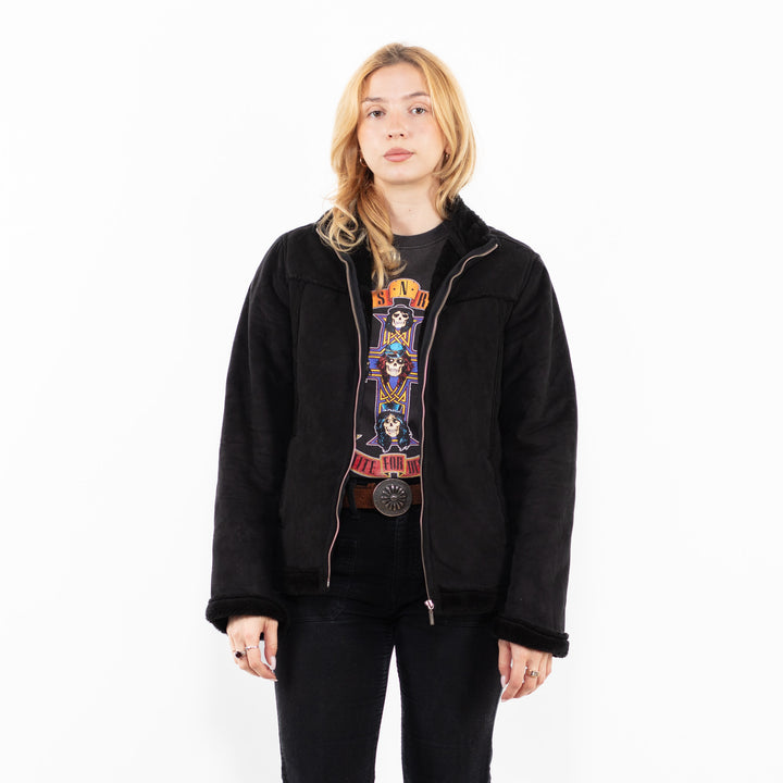 Vintage 00's Women Faux Sheepskin Jacket in BlackA0207