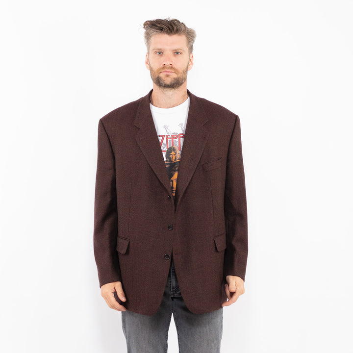 Vintage 90's Men Wool Blazer Jacket in BrownZ2327