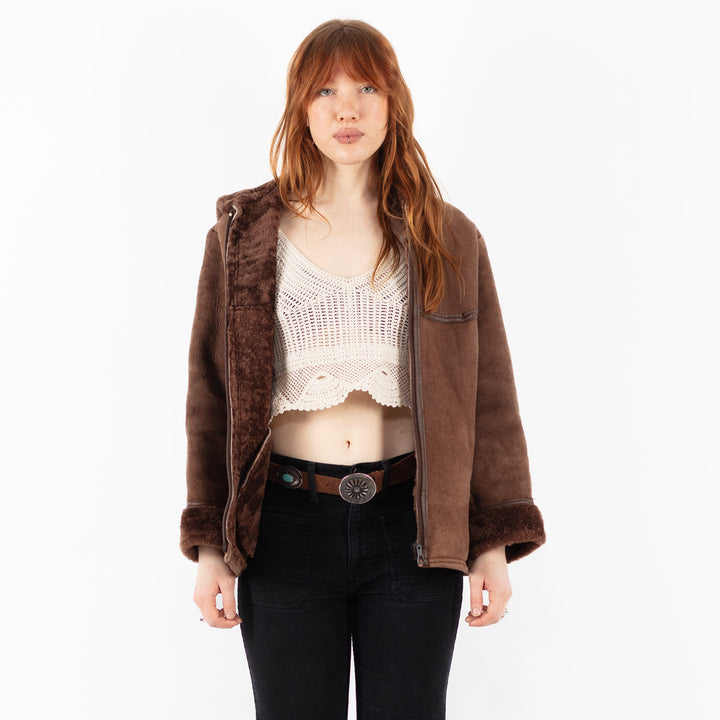 Vintage 80's Women Sheepskin in BrownV9809