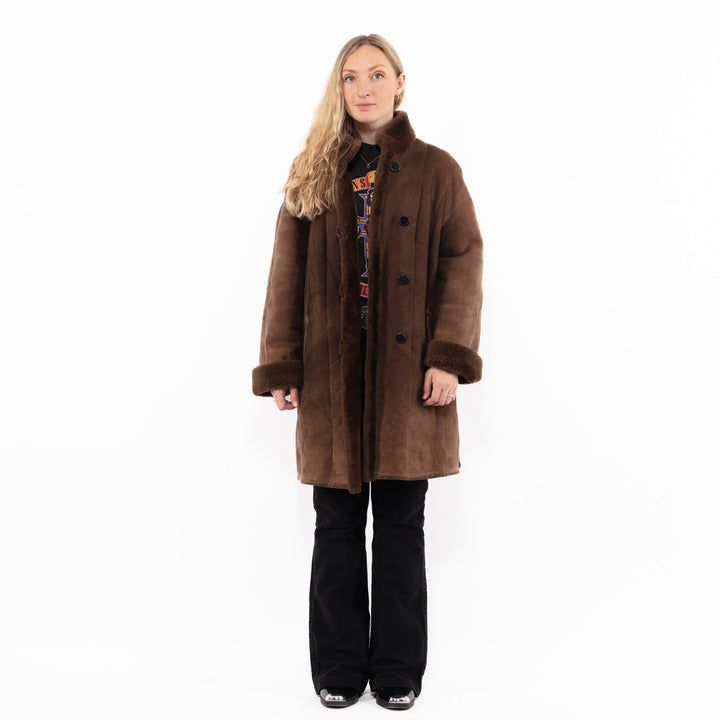 Vintage 80's Women Sheepskin Coat in BrownA0939