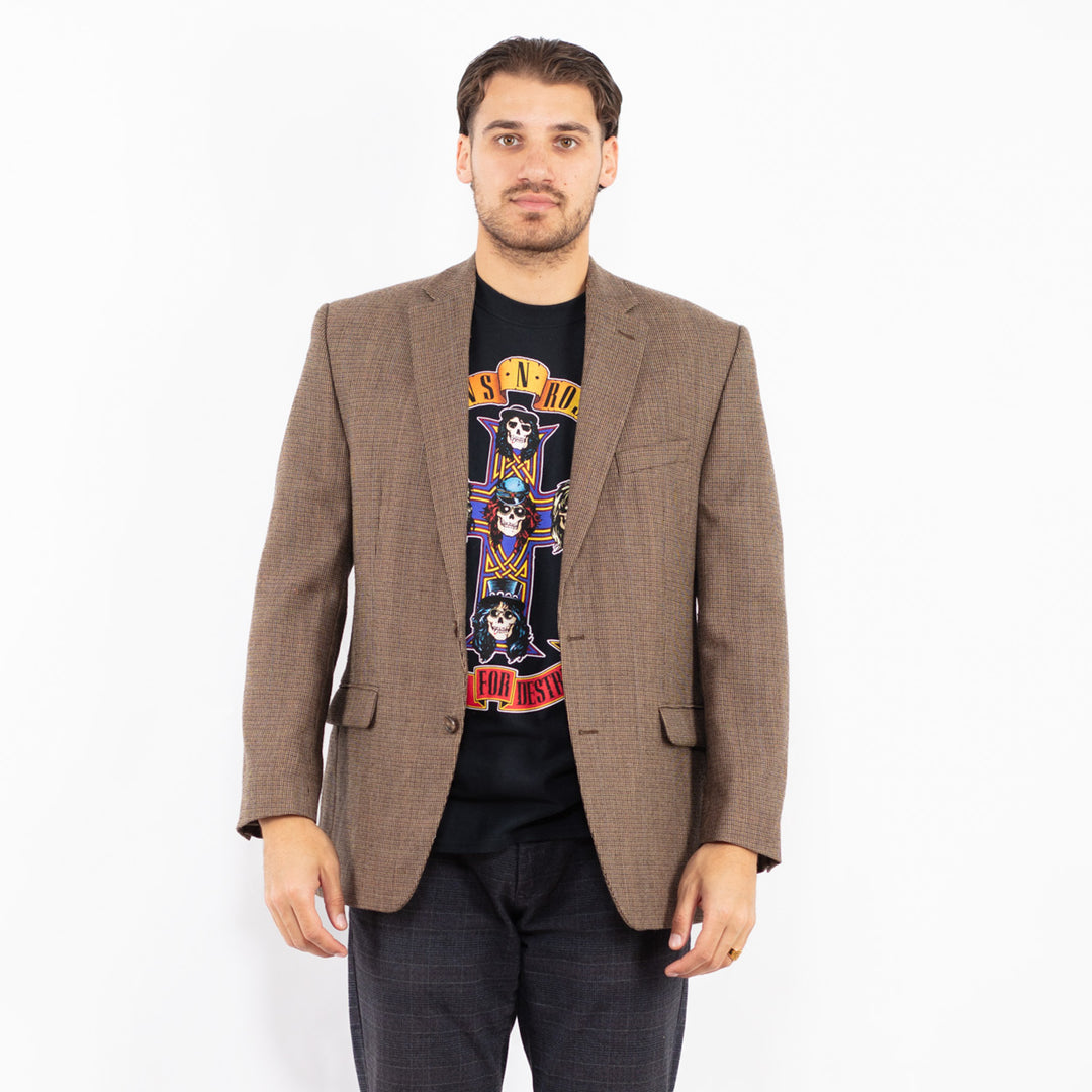 Vintage 90's Men Wool Blazer Jacket in BrownZ2419