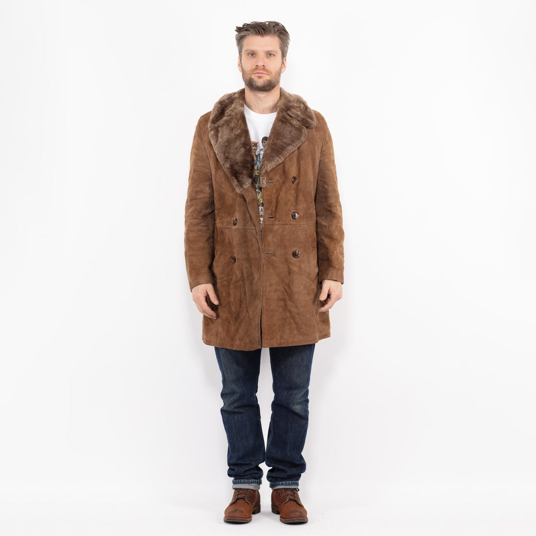 Vintage 70's Men Suede Sherpa Coat in BrownZ2710