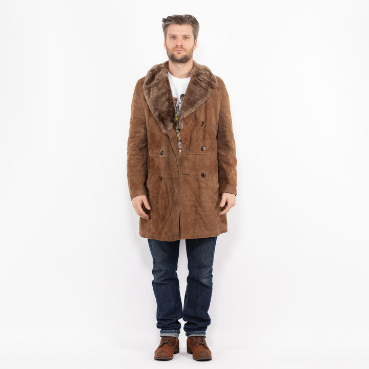 Vintage 70's Men Suede Sherpa Coat in BrownZ2710
