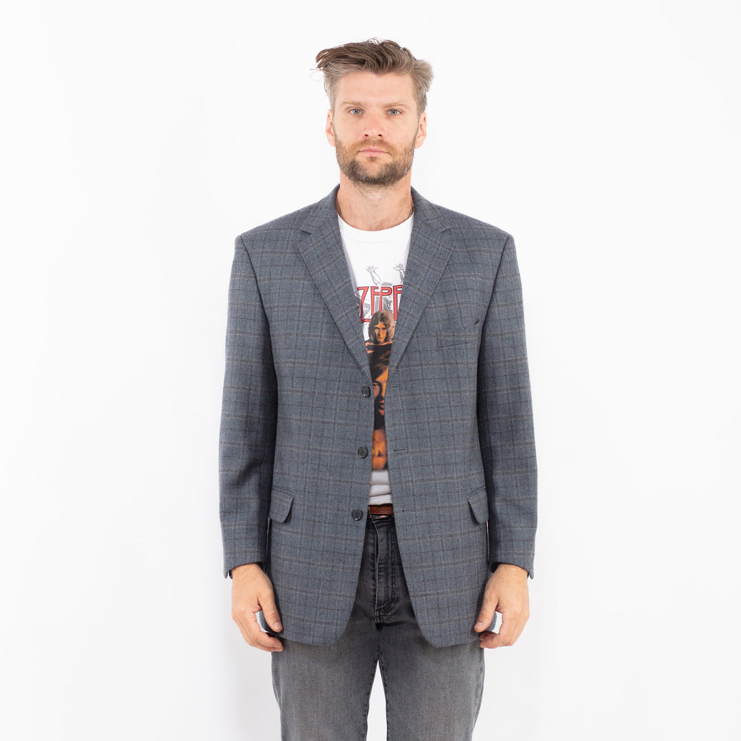 Vintage 90's Men Wool Blazer Jacket in GrayZ2328